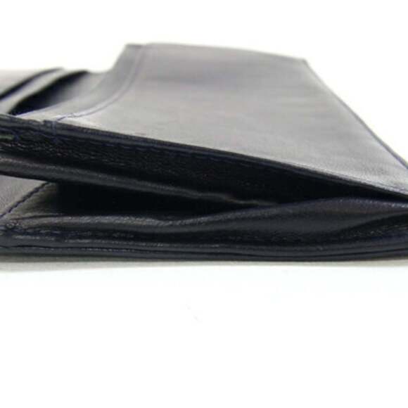 CHANEL Authentic Blue Lambskin Leather Wallet